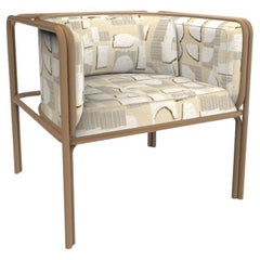 Collector AZ1 Armchair Hymne Beige Fabric & Brown Metal by Francesco Zonca