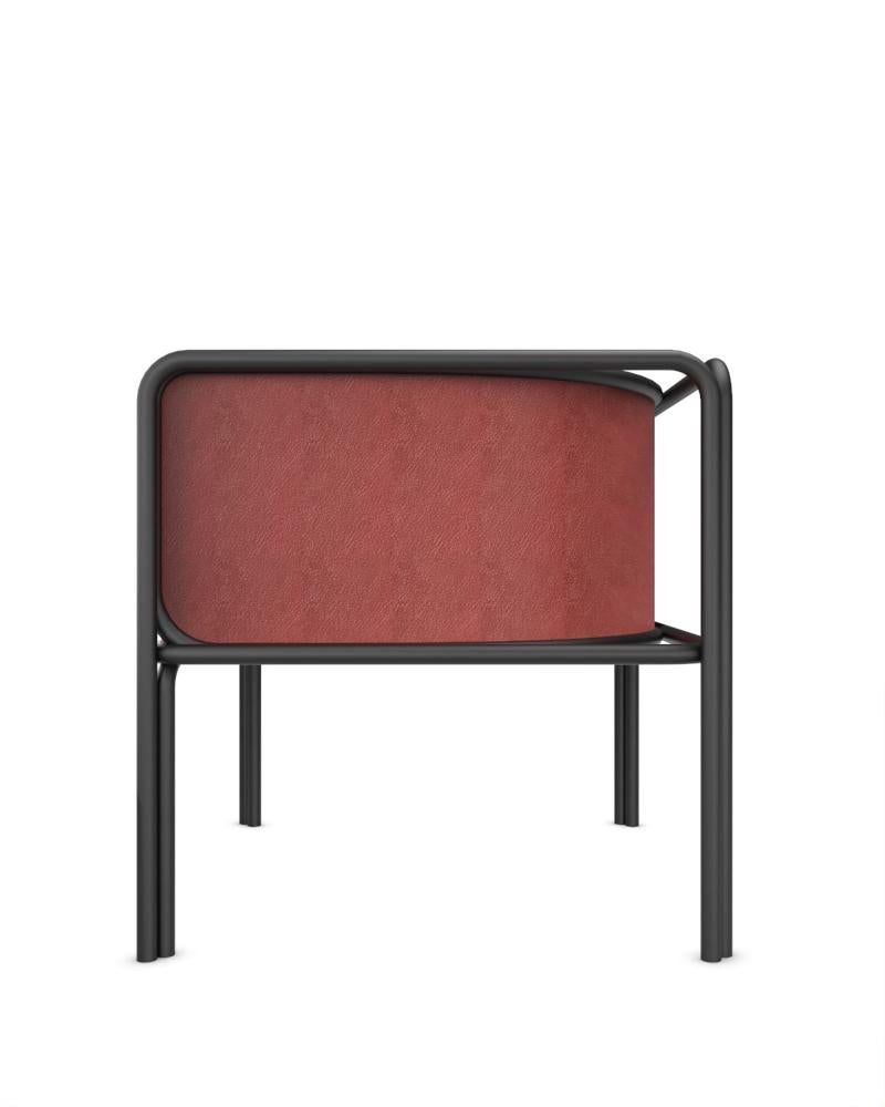Portuguese Collector AZ1 Armchair in Bordeaux Leather and Black Metal by Francesco Zonca For Sale