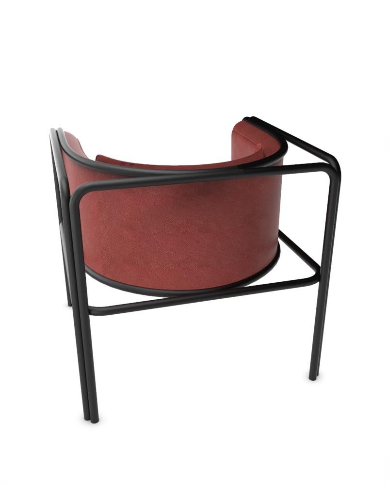 Collector AZ1 Armchair in Bordeaux Leather and Black Metal by Francesco Zonca In New Condition For Sale In Castelo da Maia, PT