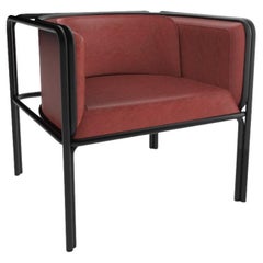 Collector AZ1 Armchair in Bordeaux Leather and Black Metal by Francesco Zonca