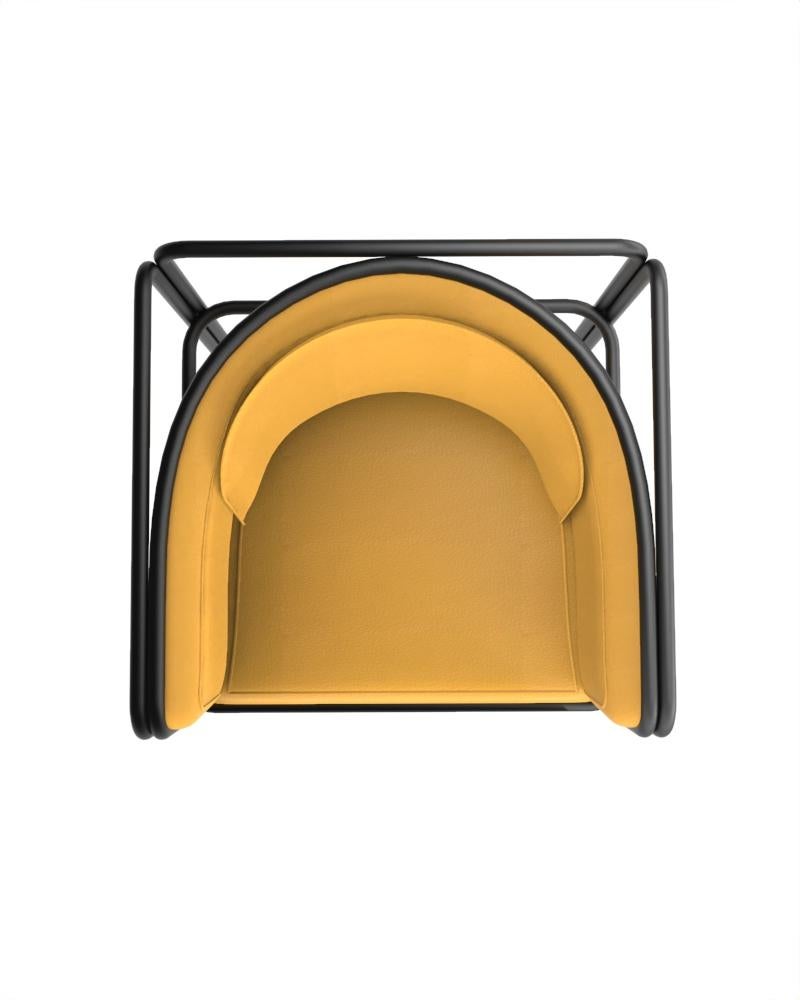 Portuguese Collector AZ1 Armchair in Giallo Leather and Black Metal by Francesco Zonca For Sale