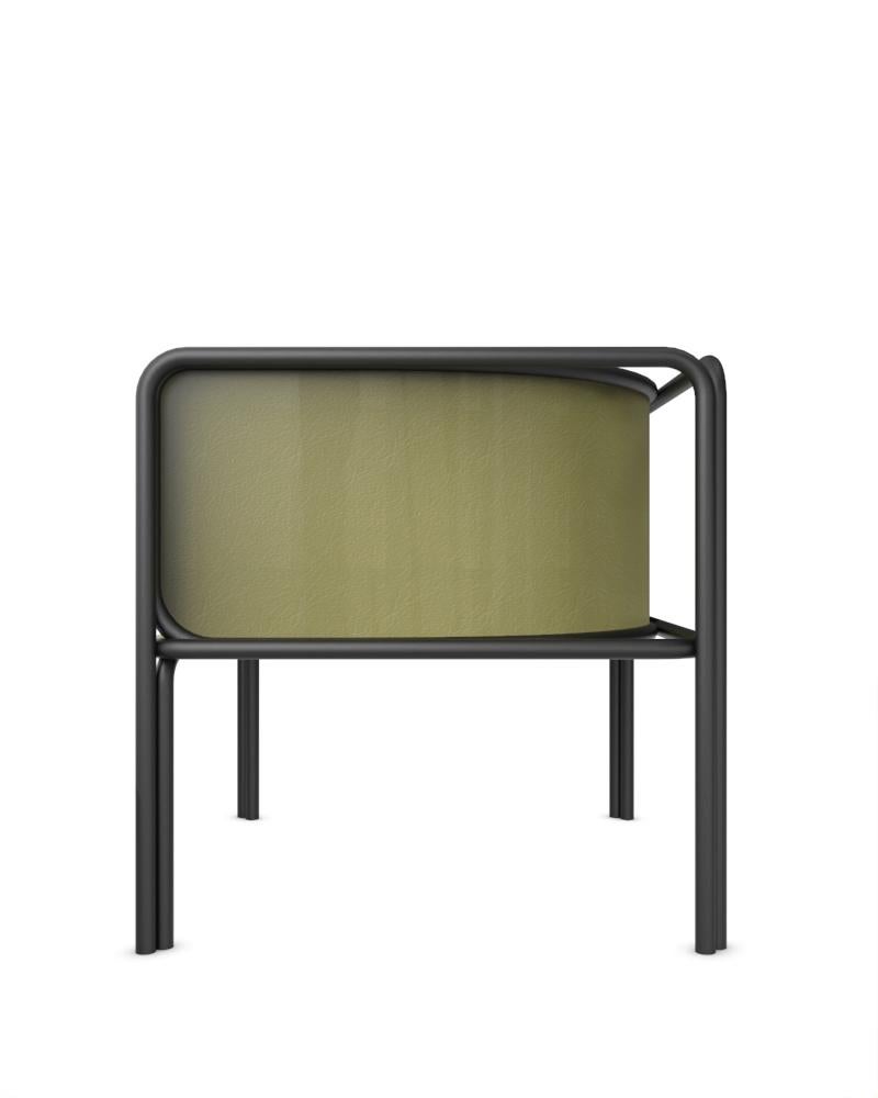 Portuguese Collector AZ1 Armchair in Green Leather and Black Metal by Francesco Zonca For Sale