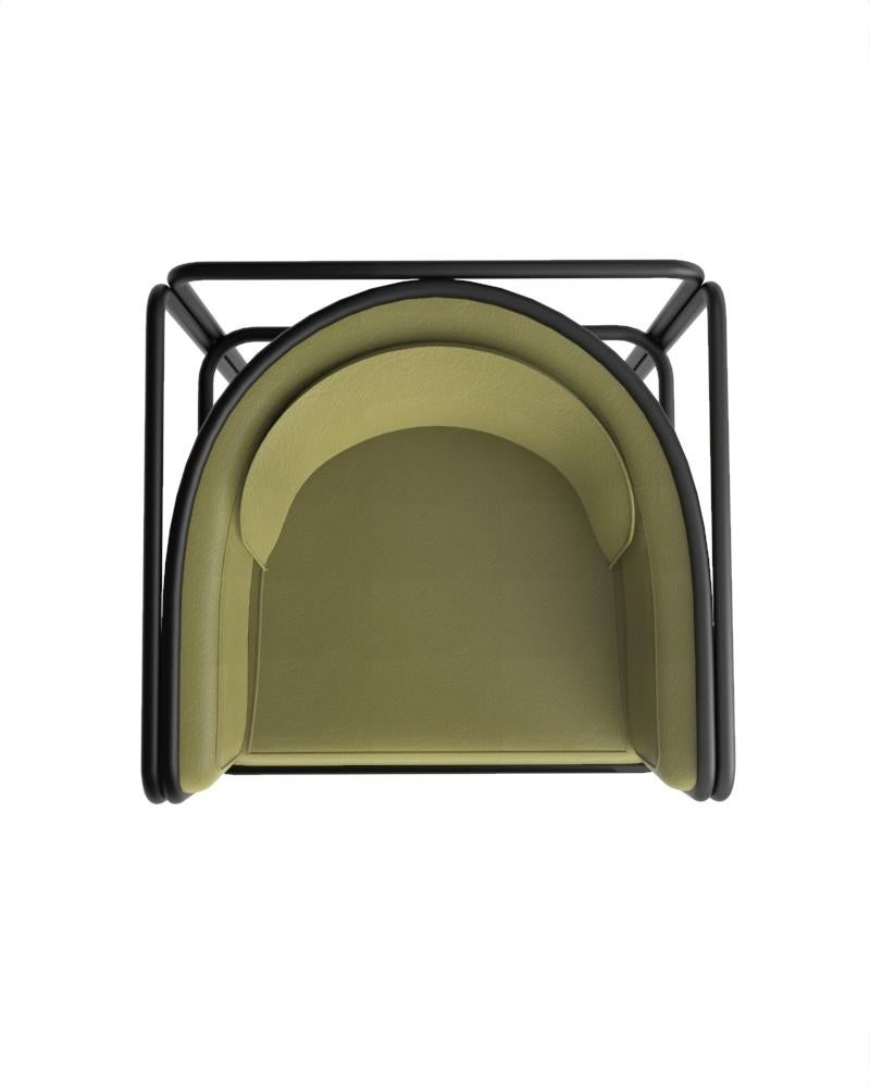 Contemporary Collector AZ1 Armchair in Green Leather and Black Metal by Francesco Zonca For Sale