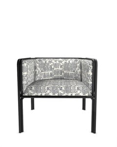 Collector AZ1 Armchair Kolymbetra Blue Fabric & Black Metal by Francesco Zonca