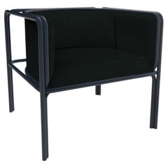 Collector AZ1 Sessel Mitternachtsstoff und dunkelblaues Metall von Francesco Zonca