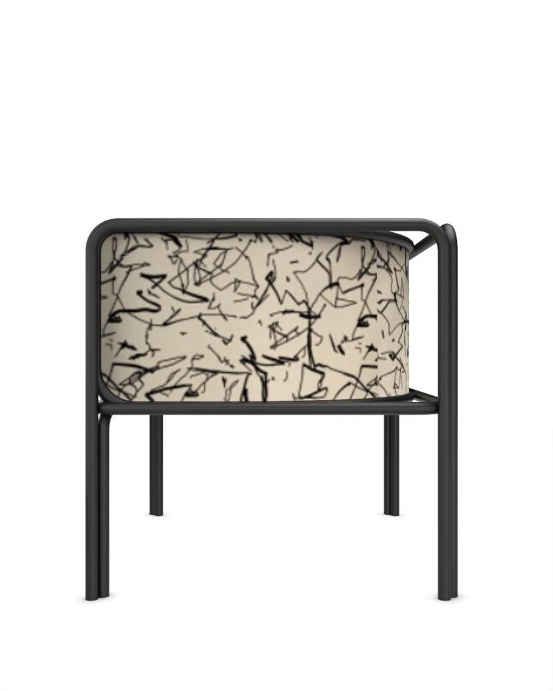 Portuguese Collector AZ1 Armchair Scribble Monochrome Fabric & Black Metal Francesco Zonca For Sale