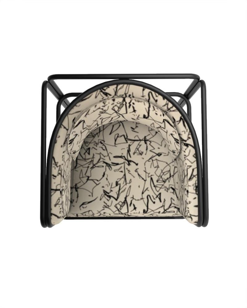 Contemporary Collector AZ1 Armchair Scribble Monochrome Fabric & Black Metal Francesco Zonca For Sale