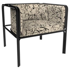 Collector AZ1 Armchair Scribble Monochrome Fabric & Black Metal Francesco Zonca