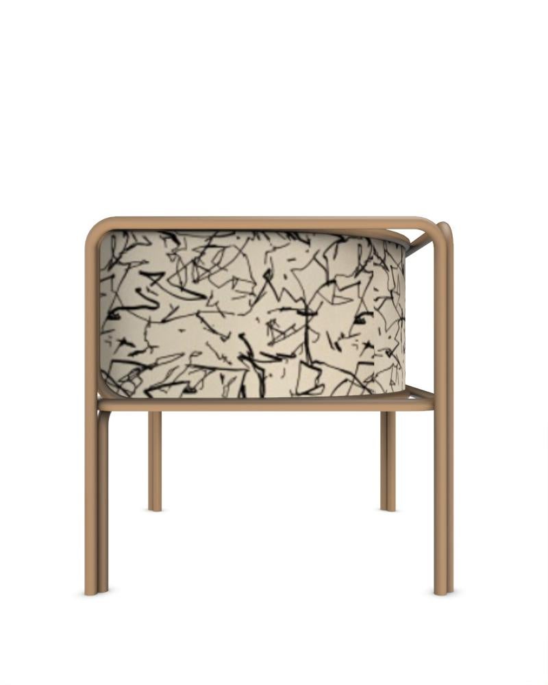 Portuguese Collector AZ1 Armchair Scribble Monochrome Fabric & Brown Metal Francesco Zonca For Sale