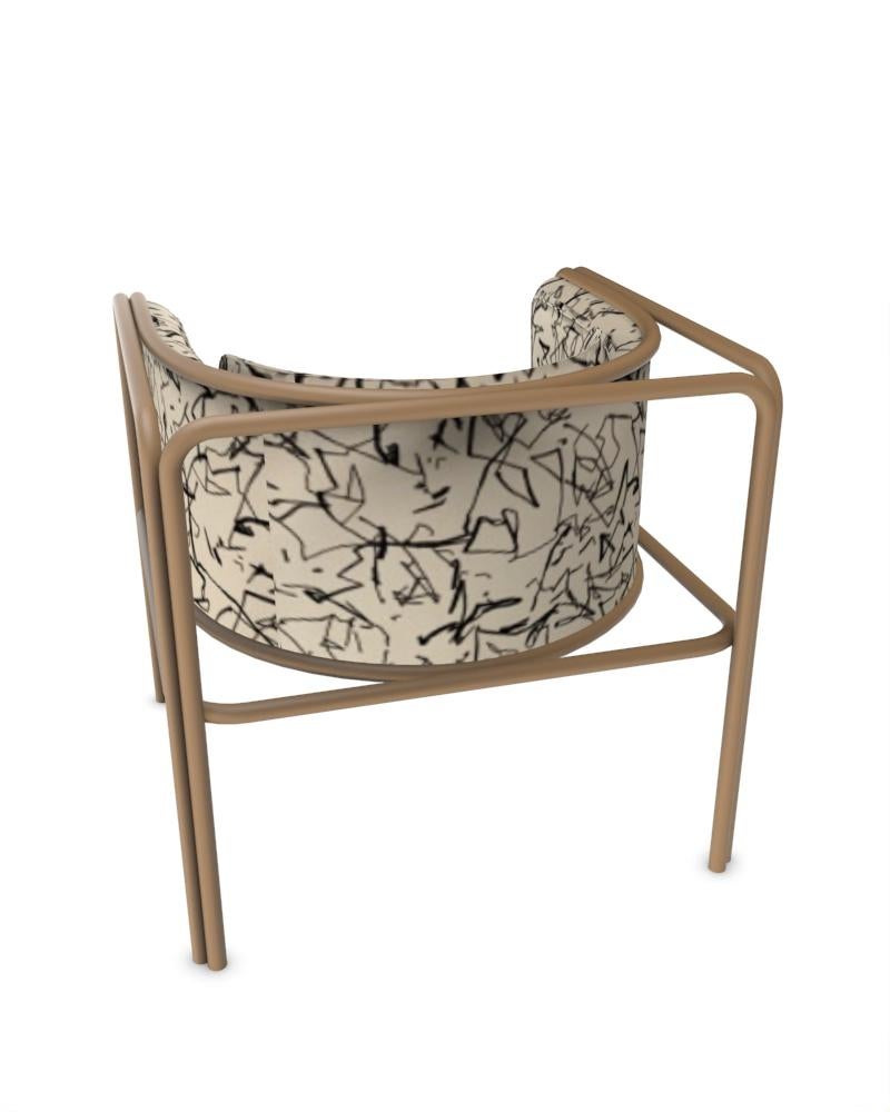 Collector AZ1 Armchair Scribble Monochrome Fabric & Brown Metal Francesco Zonca In New Condition For Sale In Castelo da Maia, PT