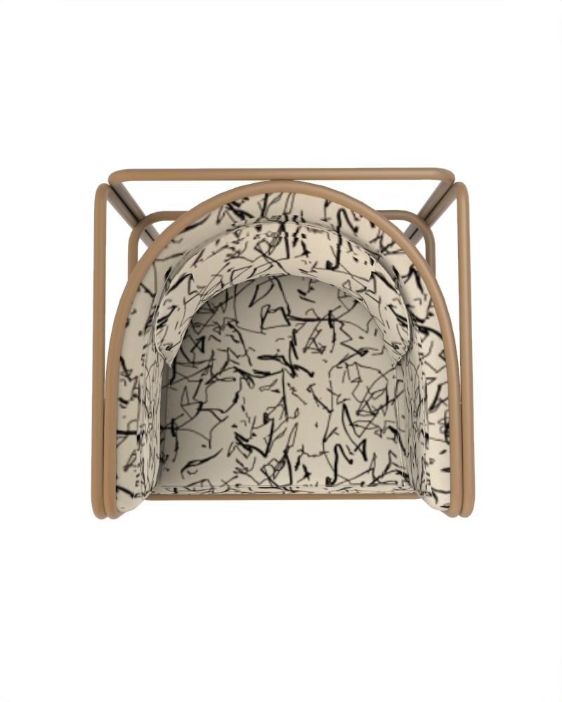 Contemporary Collector AZ1 Armchair Scribble Monochrome Fabric & Brown Metal Francesco Zonca For Sale