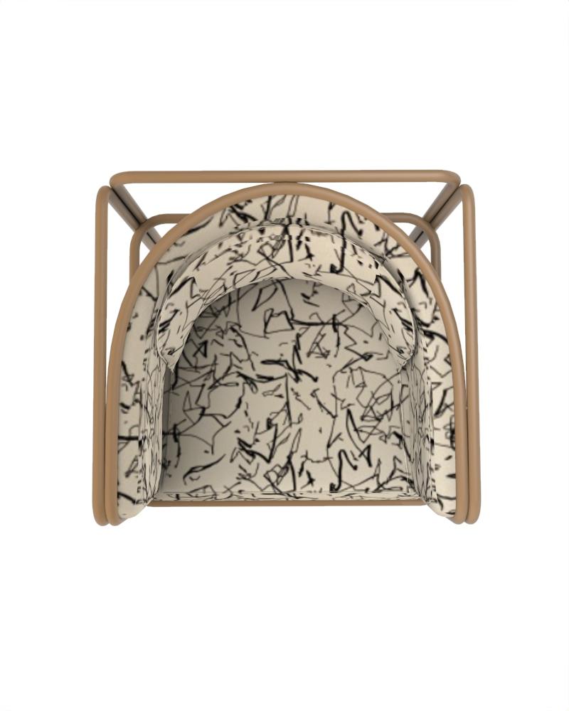 XXI secolo e contemporaneo Poltrona Collector AZ1 Fabrice Tessuto monocromatico e metallo marrone Francesco Zonca in vendita