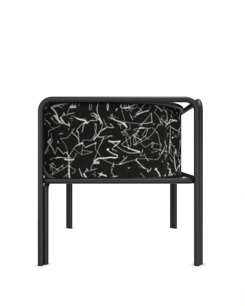 Portuguese Collector AZ1 Armchair Scribble Noir Fabric & Black Metal by Francesco Zonca For Sale