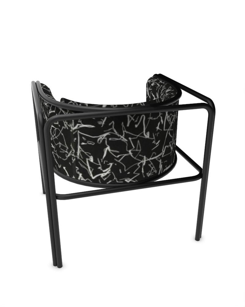 Collector AZ1 Armchair Scribble Noir Fabric & Black Metal by Francesco Zonca In New Condition For Sale In Castelo da Maia, PT