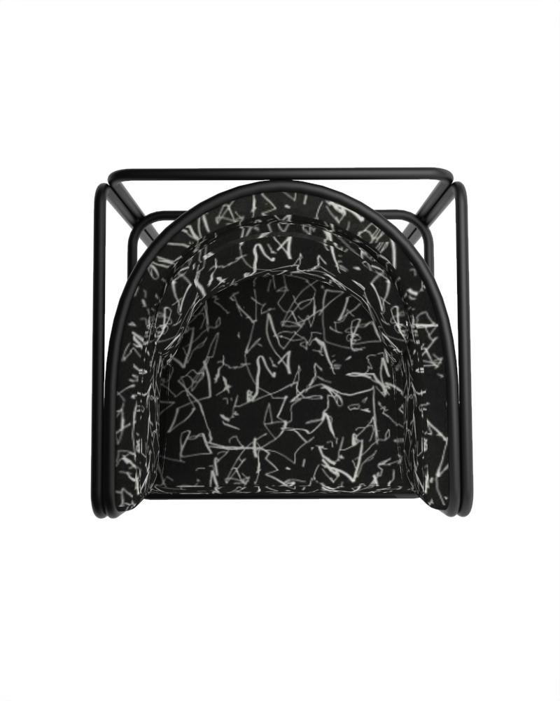 Contemporary Collector AZ1 Armchair Scribble Noir Fabric & Black Metal by Francesco Zonca For Sale