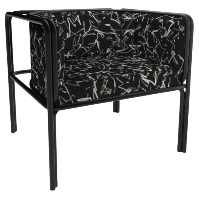Collector AZ1 Armchair Scribble Noir Fabric & Black Metal by Francesco Zonca For Sale