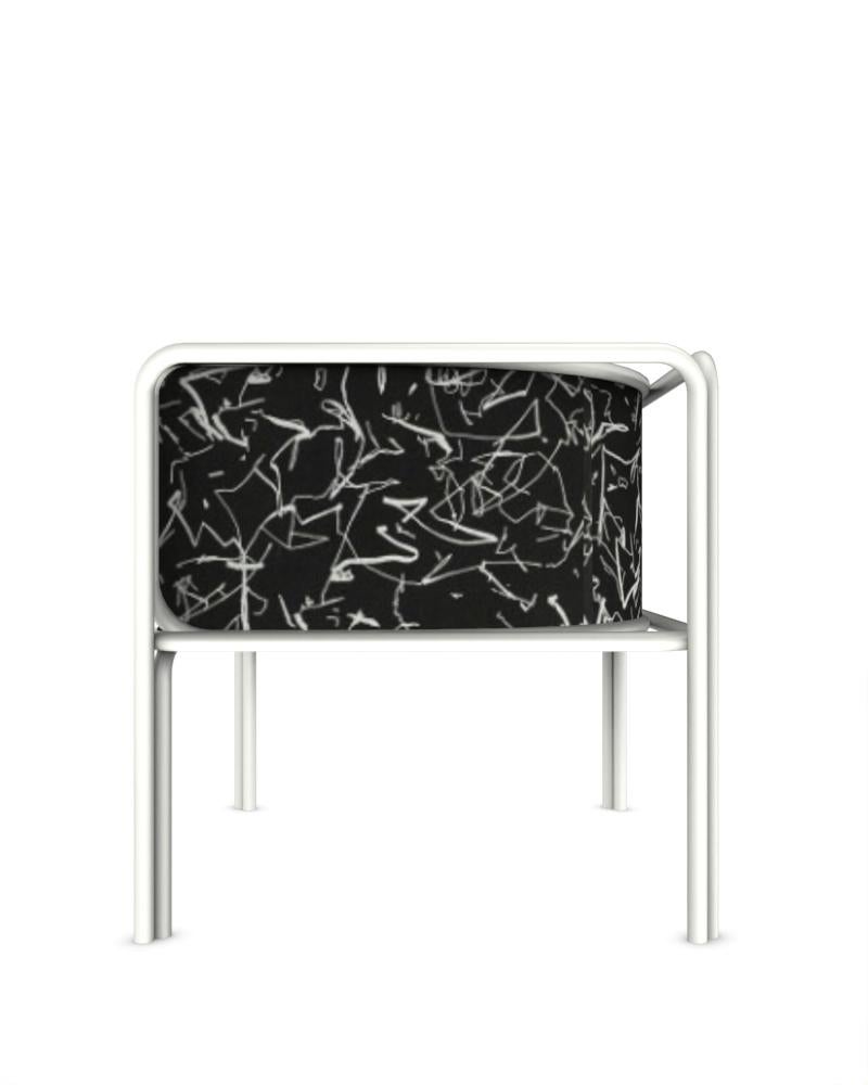 Portuguese Collector AZ1 Armchair Scribble Noir Fabric & White Metal by Francesco Zonca For Sale