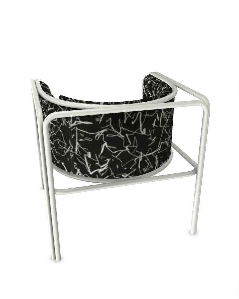 Collector AZ1 Armchair Scribble Noir Fabric & White Metal by Francesco Zonca In New Condition For Sale In Castelo da Maia, PT