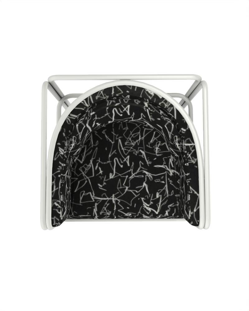 XXIe siècle et contemporain Fauteuil Collector AZ1 Tissu Noir et Métal Blanc par Francesco Zonca en vente