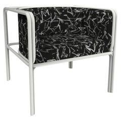 Collector AZ1 Armchair Scribble Noir Fabric & White Metal by Francesco Zonca