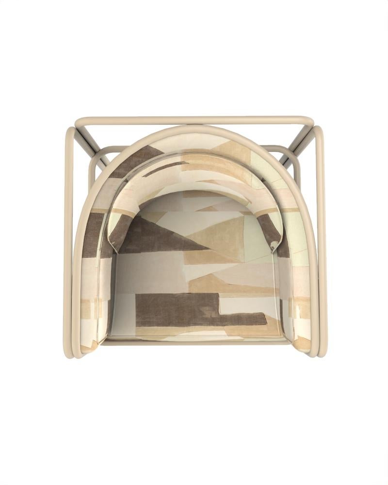 Portoghese Collector AZ1 Poltrona in tessuto e metallo beige di Francesco Zonca in vendita