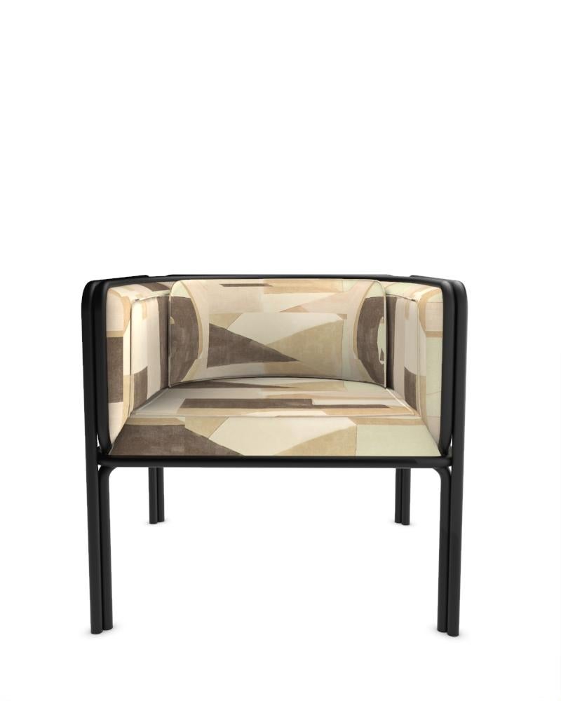 Collector AZ1 Armchair Designed by Francesco Zonca in District Silt Fabric and Black Lacquered Metal

Introducing the AZ1 Armchair – a marriage of rugged strength and refined elegance. This unique chair, seamlessly blends the industrial allure of