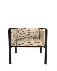 Collector AZ1 Armchair Tiger Beat Fabric & Black Metal by Francesco Zonca