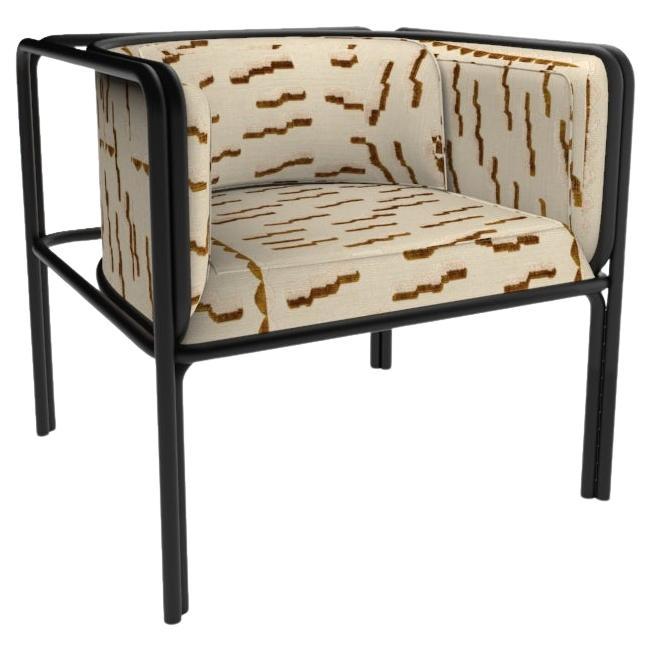 Collector AZ1 Armchair Tiger Beat Fabric & Black Metal by Francesco Zonca For Sale