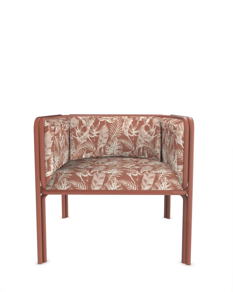Collector AZ1 Sessel entworfen von Francesco Zonca aus Yucca-Terrakotta-Stoff und rot lackiertem Metall

Der AZ1 Sessel ist eine Kombination aus robuster Stärke und raffinierter Eleganz. Dieser einzigartige Stuhl verbindet nahtlos den industriellen