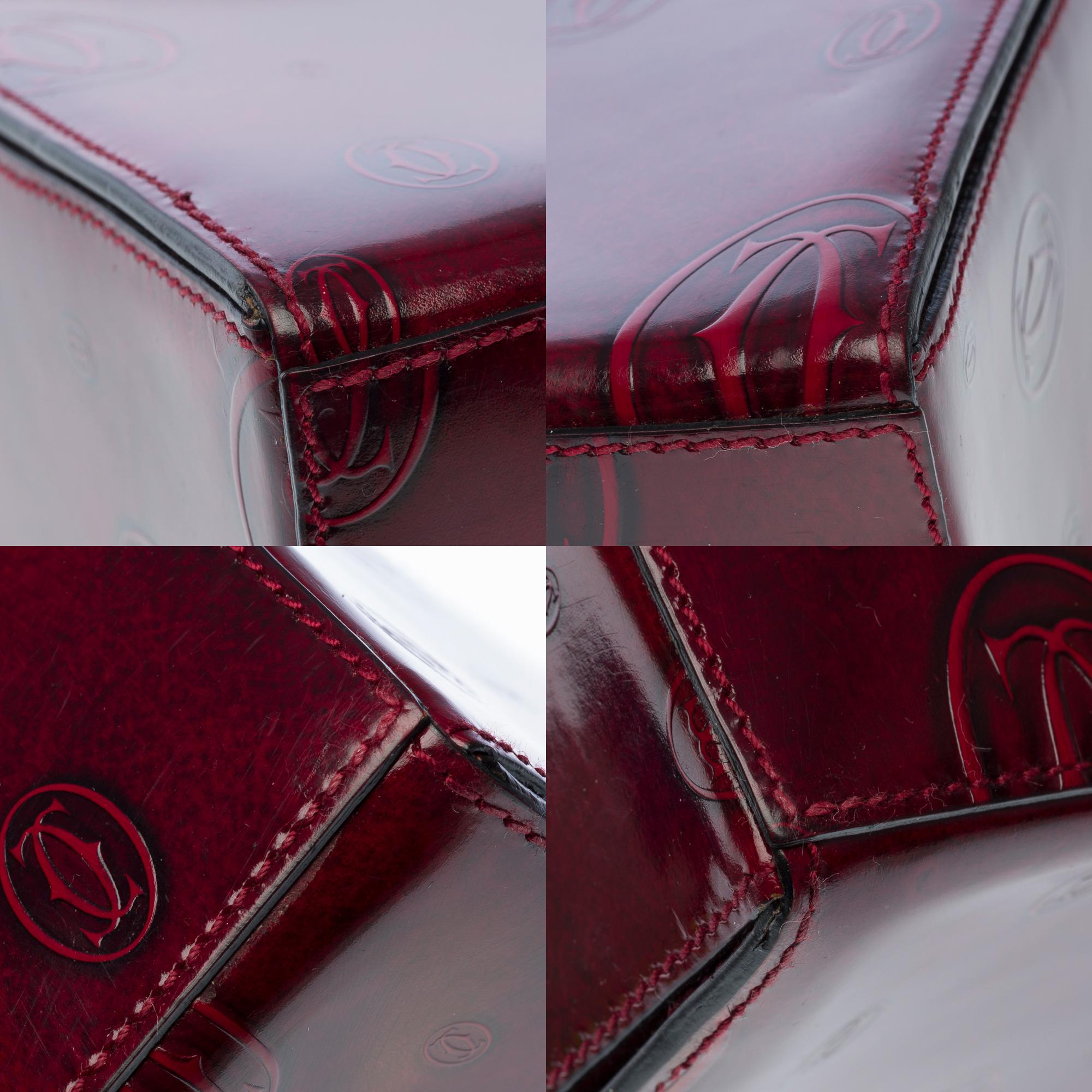 Collector Cartier «Happy Birthday» burgundy patent leather handbag 6