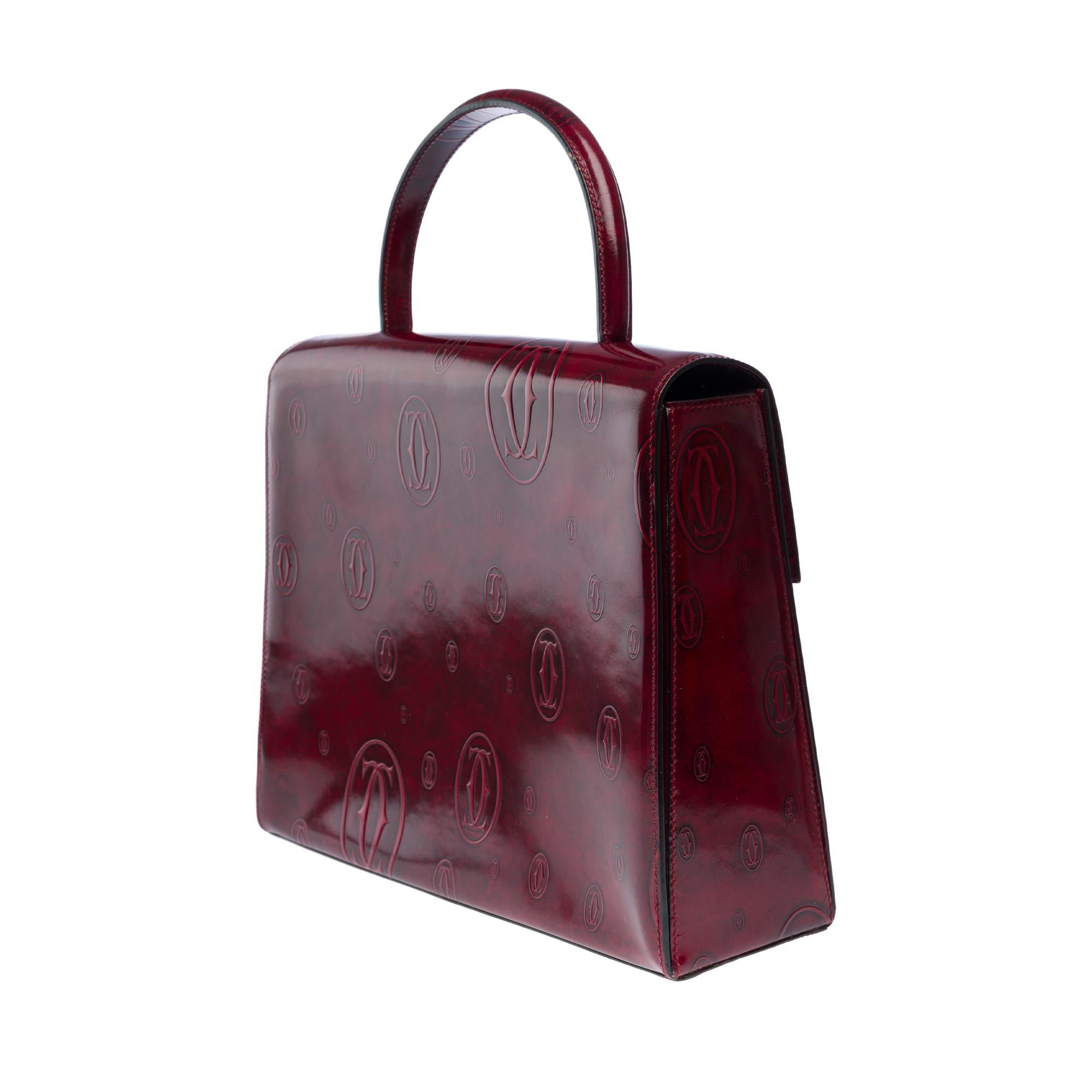 Collector Cartier «Happy Birthday» burgundy patent leather handbag 1