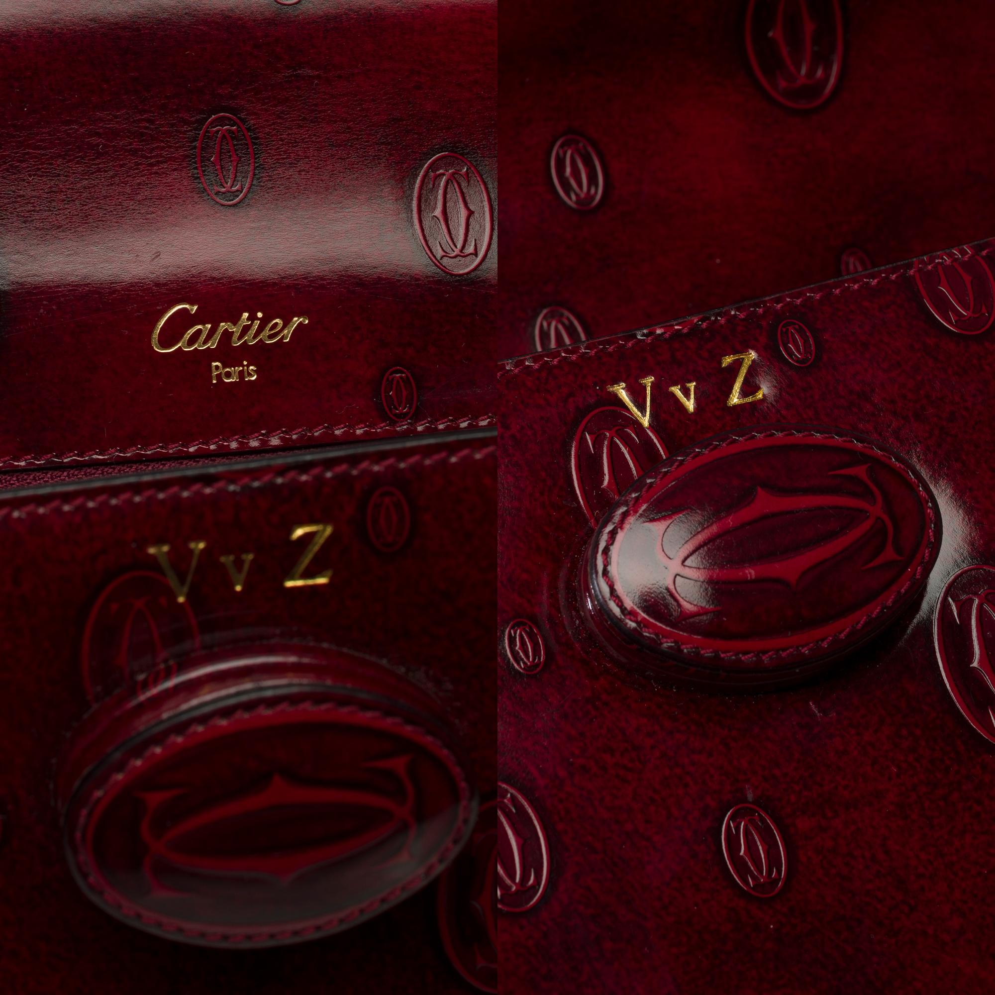 Collector Cartier «Happy Birthday» burgundy patent leather handbag 2
