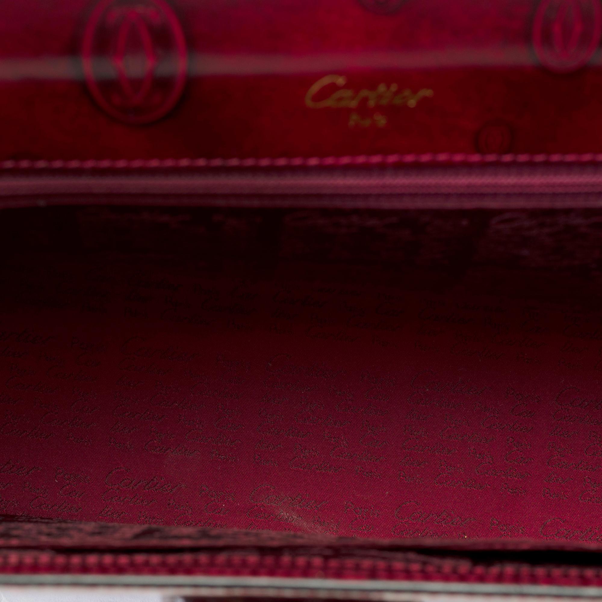 Collector Cartier «Happy Birthday» burgundy patent leather handbag 3