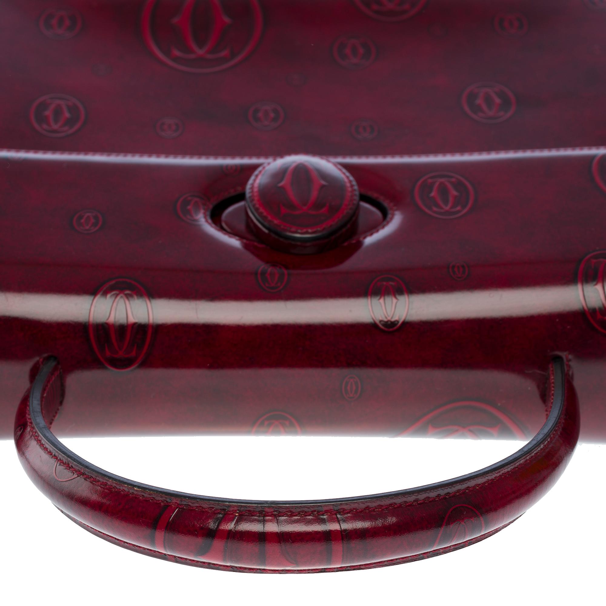 Collector Cartier «Happy Birthday» burgundy patent leather handbag 4