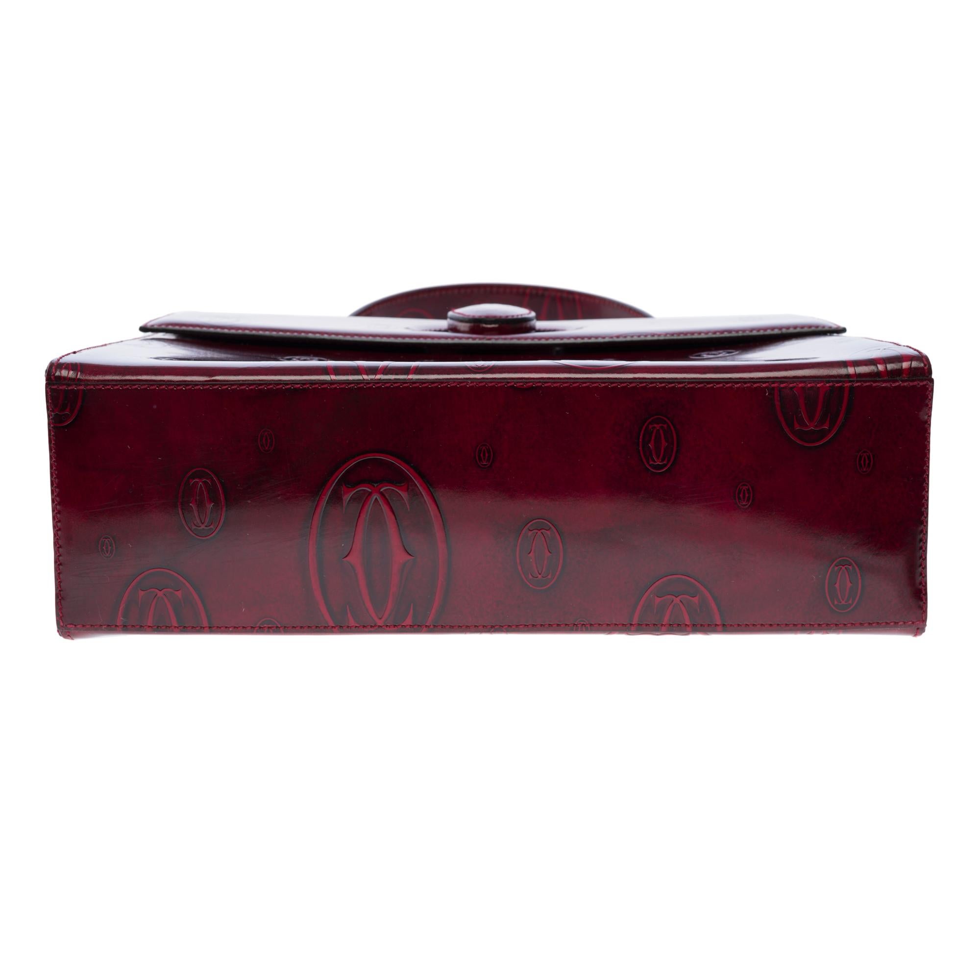 Collector Cartier «Happy Birthday» burgundy patent leather handbag 5