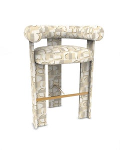 Collector Cassette Bar Chair Fully Upholstered Hymne Beige Fabric by Alter Ego