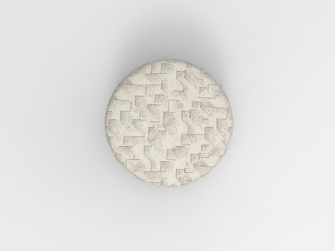 Contemporary Collector Cassette Puff Brink Graphite Ivory Fabric by Alter Ego Studio For Sale