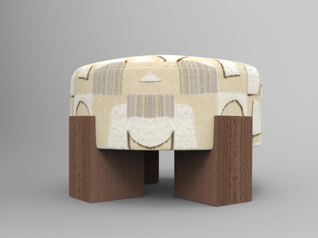 Collector Cassette Puff Casamance Hymne Beige Fabric by Alter Ego Studio In New Condition For Sale In Castelo da Maia, PT