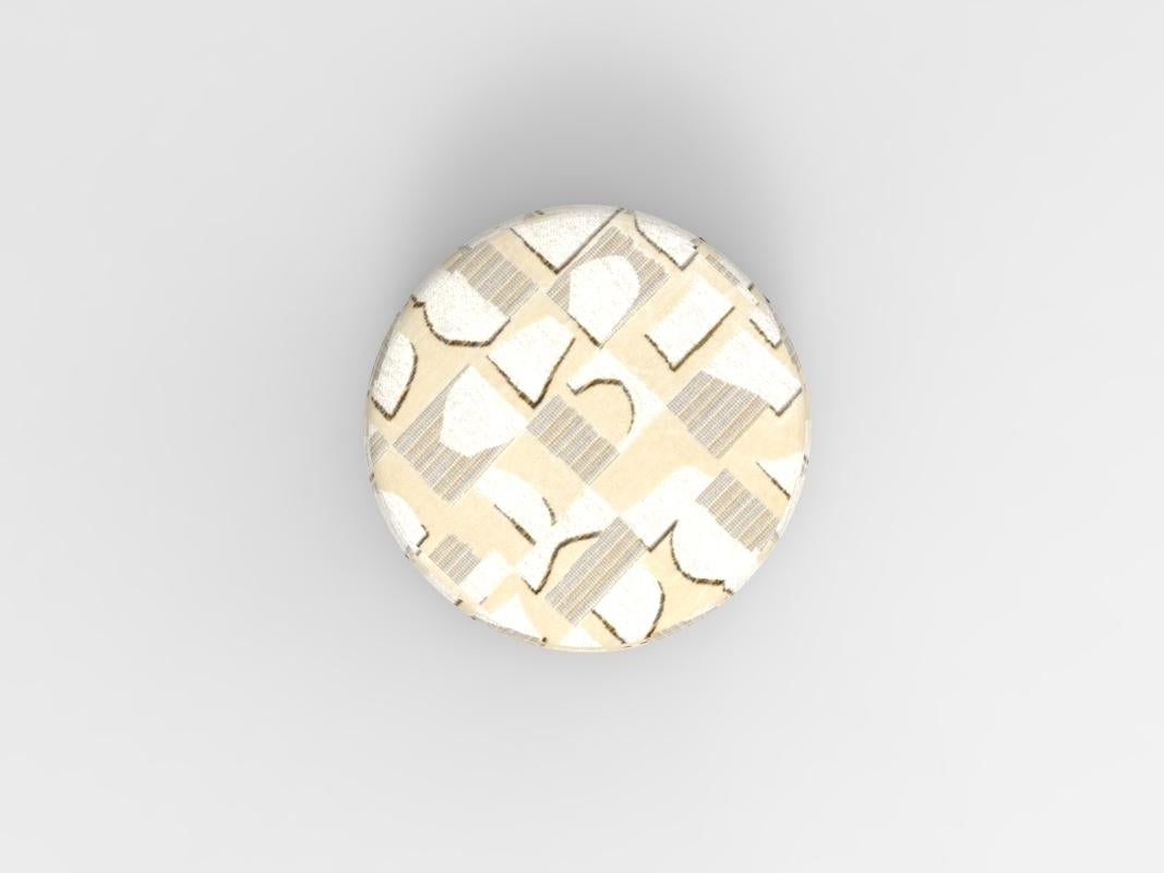 Contemporary Collector Cassette Puff Casamance Hymne Beige Fabric by Alter Ego Studio For Sale