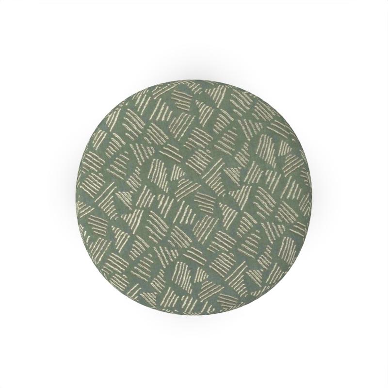 Contemporary Collector Cassette Puff in Sea Glass Kuba by Larsen Fabric by Alter Ego Studio For Sale