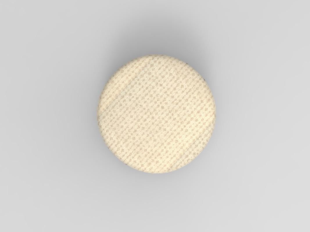 Contemporary Collector Cassette Puff in Serai Alabaster Fabric by Alter Ego Studio For Sale