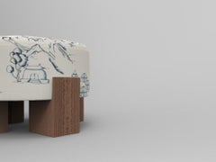 Collector Cassette Puff Outdoor Tarim Blue Fabric by Alter Ego Studio