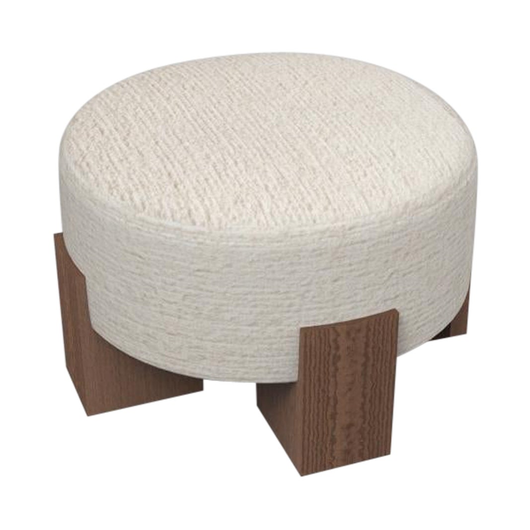 Collector Cassette Puff Outdoor Tricot Off White Fabric by Alter Ego Studio For Sale