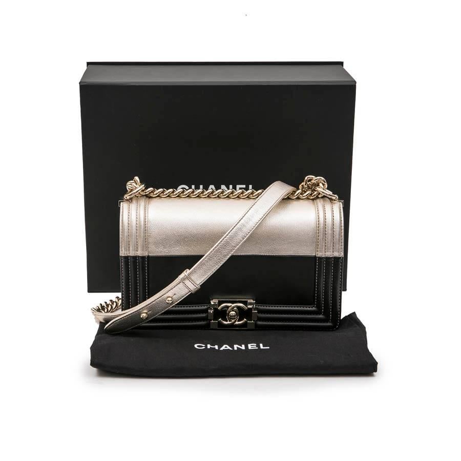 Collector CHANEL Boy Bag in Black and Pale Gold Smooth Lamb Leather 3