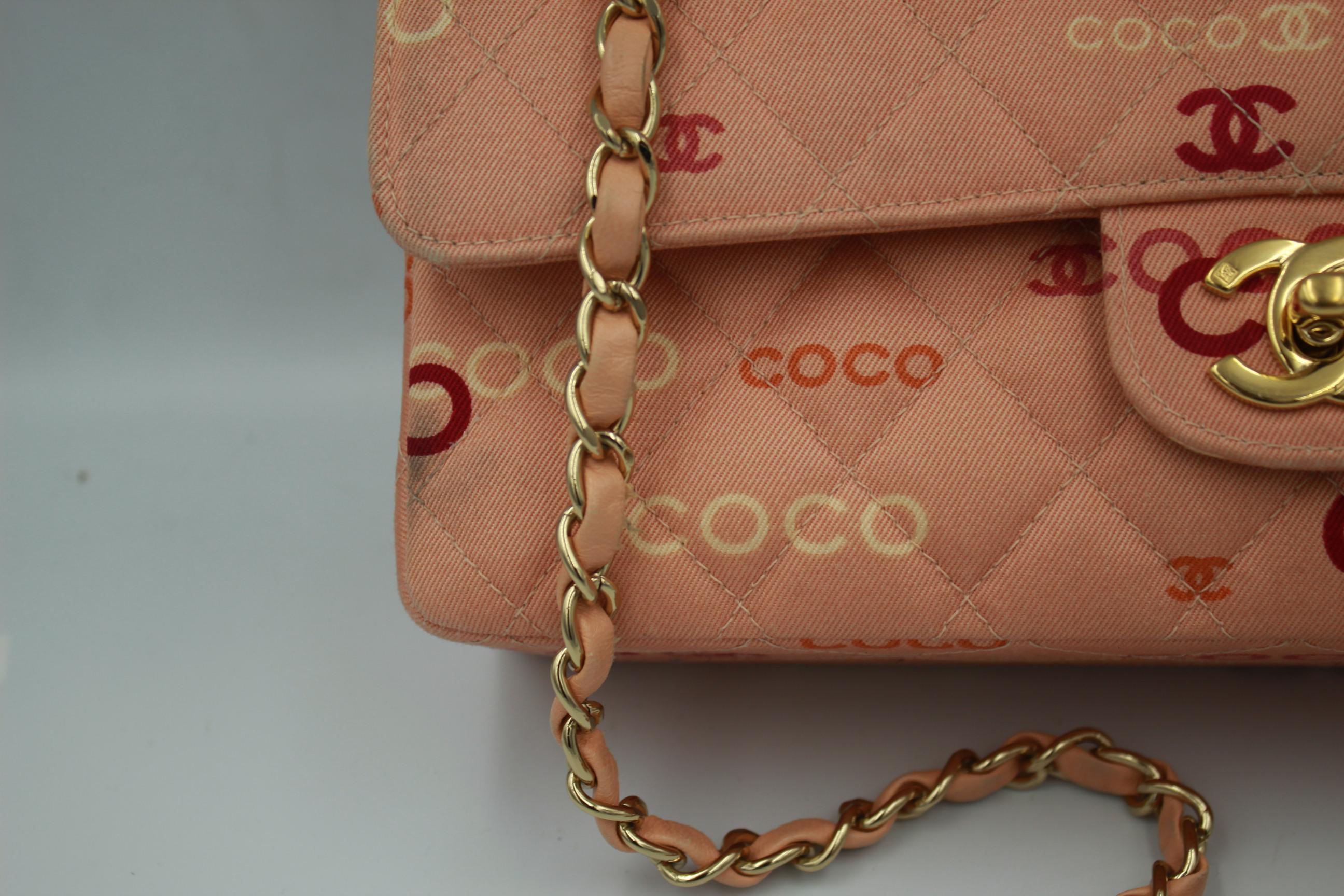Brown Collector Chanel Timeless bag in Pink Canvas