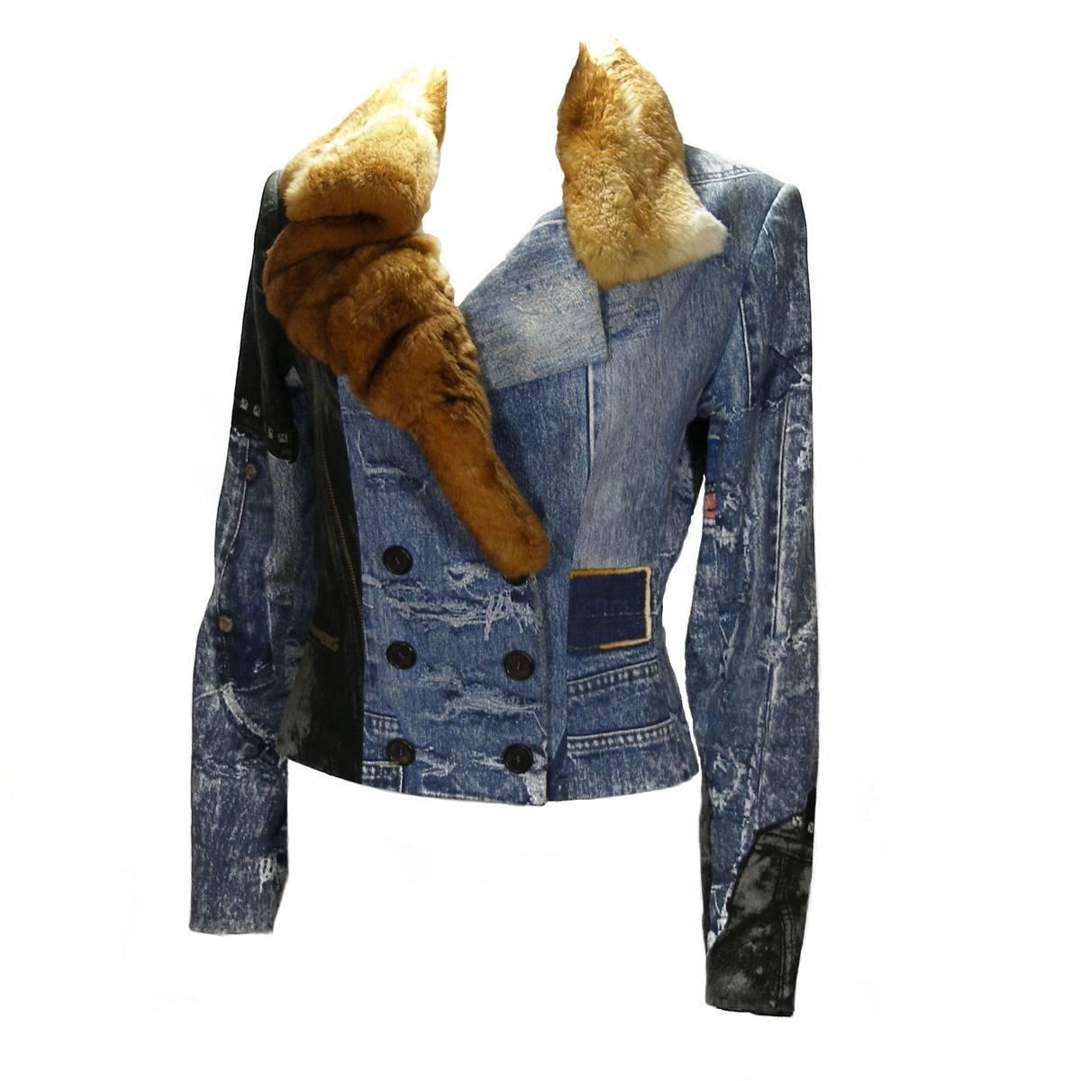 Collector Circa's 1980 Christian Dior Denim Jacket Funky fun logo badge design In Excellent Condition In VERGT, FR