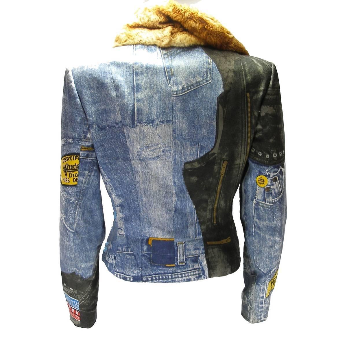 Collector Circa's 1980 Christian Dior Denim Jacket Funky fun logo badge design 1