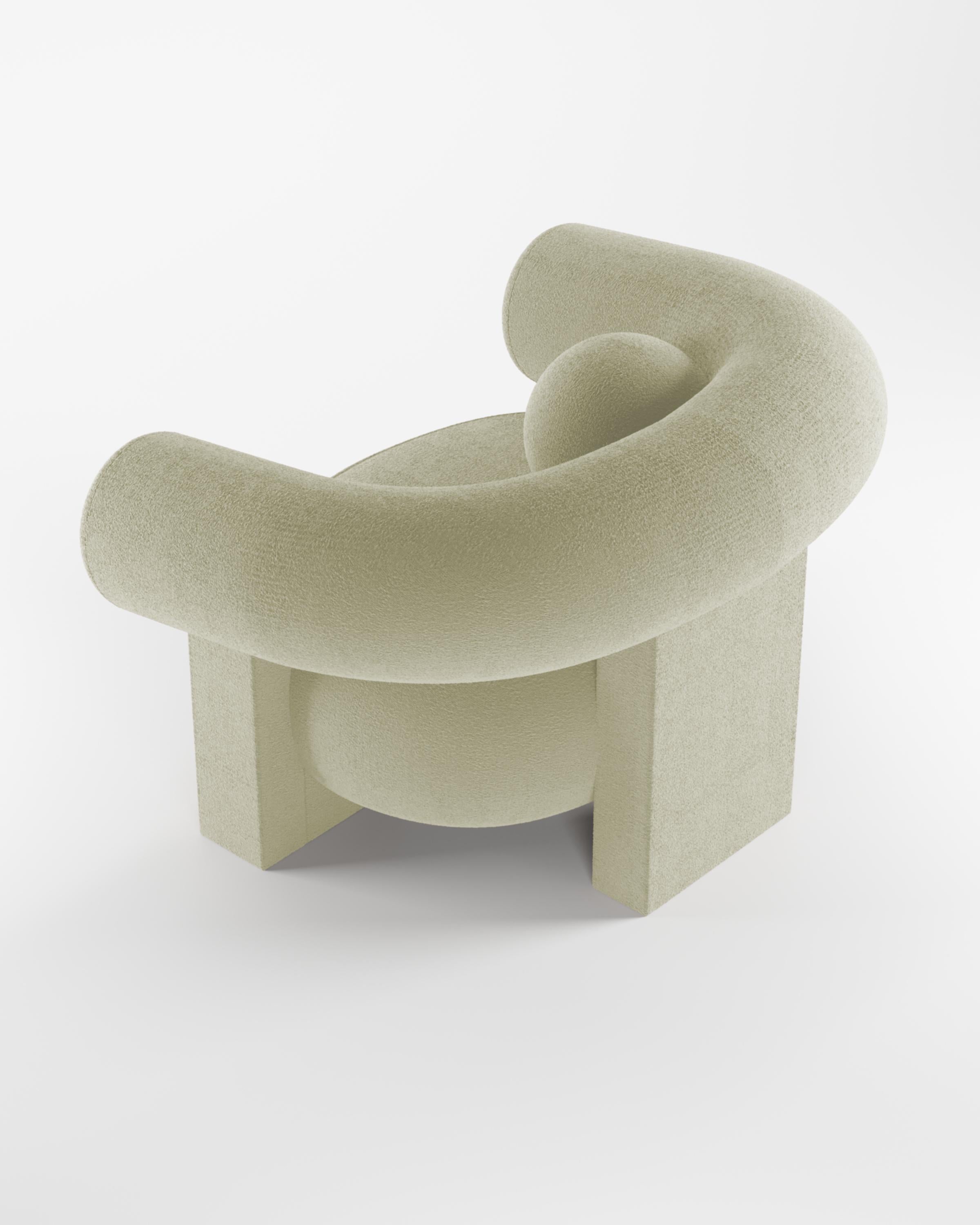 Fabric Collector Contemporary Modern Cassette Armchair in Bouclé Beige For Sale