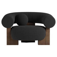 Collector Contemporary Modern Cassette Armchair in Boucle Schwarz 100 inch