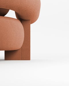 Collector Contemporary Modern Cassette Armchair in Boucle Burnt Orange